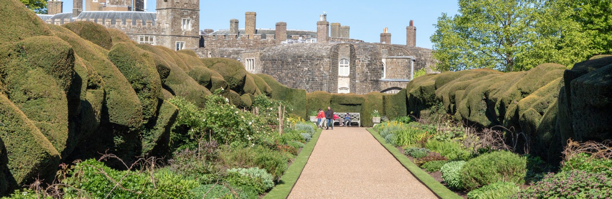 Beautiful garden borders in full bloom at Walmer Castle, Kent