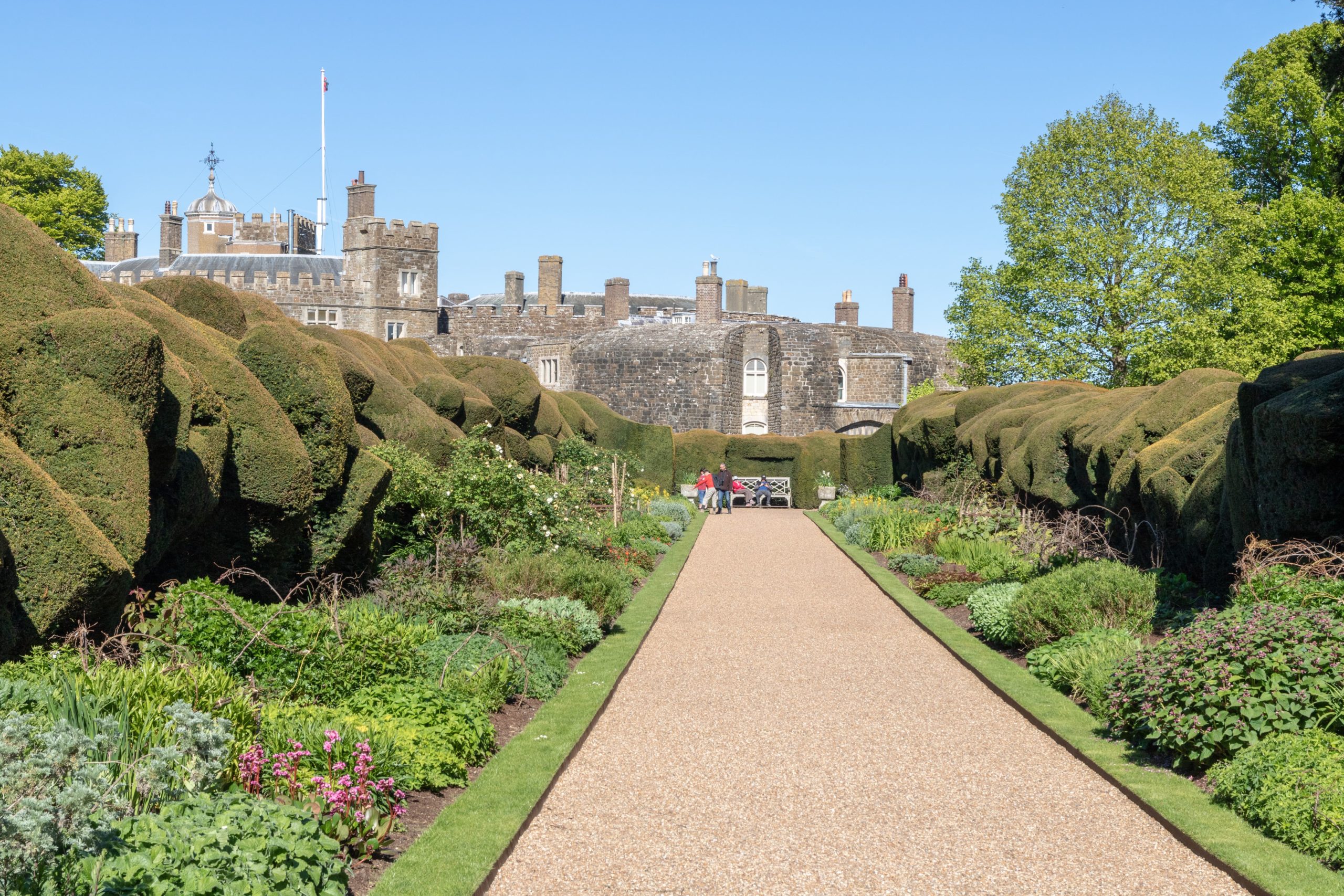 Beautiful garden borders in full bloom at Walmer Castle, Kent