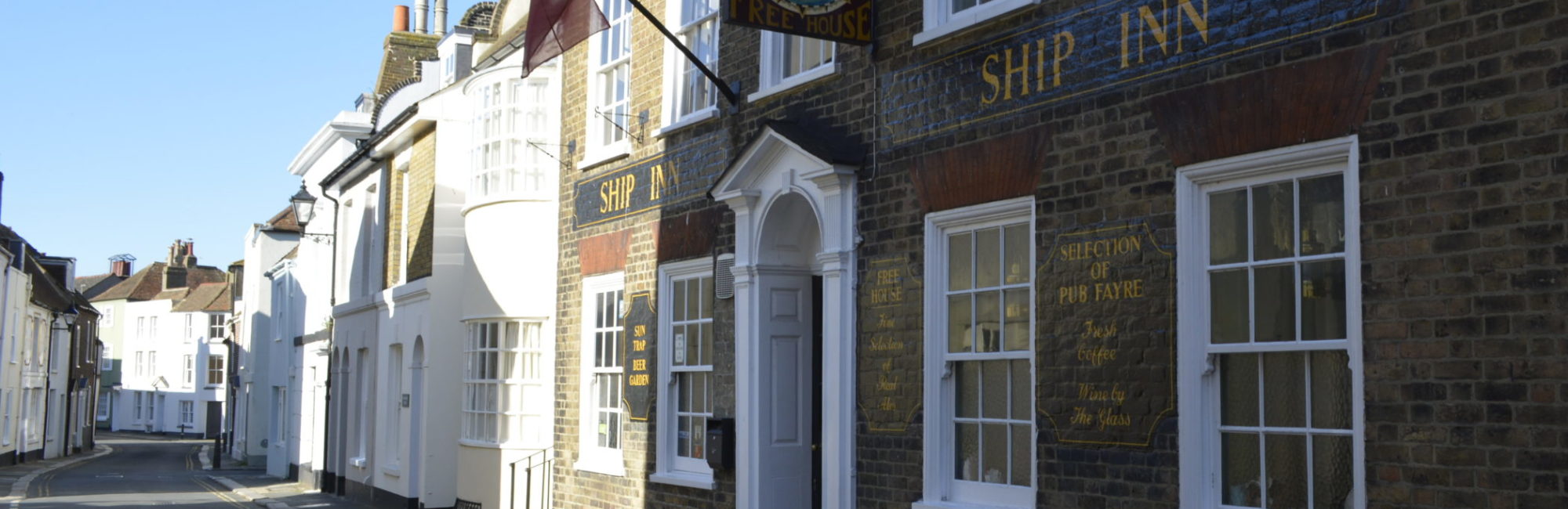 Front exterior of The Ship Inn, a traditional locals’ pub on Middle Street in Deal, Kent